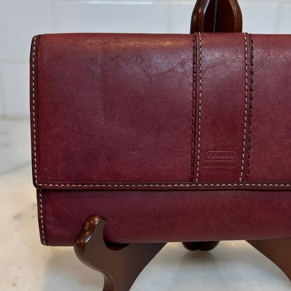 Coach Signature Stripe Leather Full Sized Wallet - Picture 2 of 16